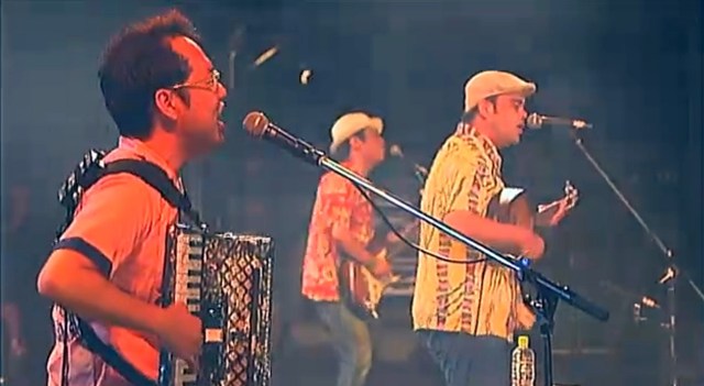 BEGIN: Uechi (accordion), Shimabukuro (guitar), Higa (sanshin).