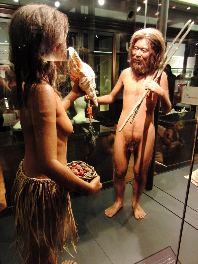 Restoration model of Minatogawa Man. Exhibit in the National Museum of Nature and Science, Tokyo, Japan.