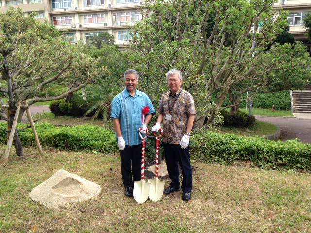 We spent the afternoon planting a memorial tree. (10/9/15) — in Ginowan, Okinawa.