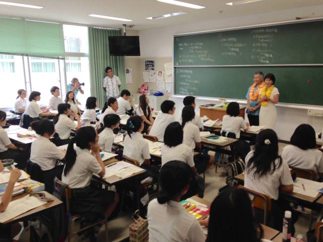Dawn and I enjoyed talking to the students at Naha Kokusai High School. (10/9/15) — in Naha, Okinawa.