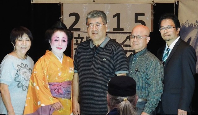 Directors, L-R: Juli Kodani (Treasurer/Newsletter Editor), Kinuko Mototake (Dir. Culture/Arts), Matt Matayoshi (Co-Vice President), Yasutomi Makishi (Co-Vice President), Wesley Ueunten (President).